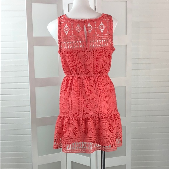 BRAND NEW- BB Dakota Mini Lace Dress in Coral - Picture 3 of 6